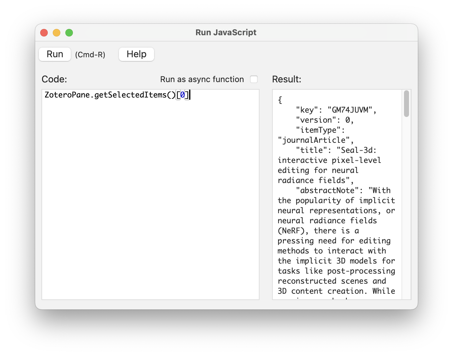 Run JS window